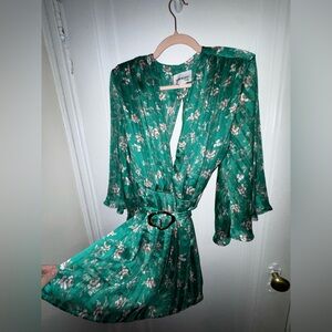 NWOT - Sabina Musayev Teal Floral Party Dress, size M